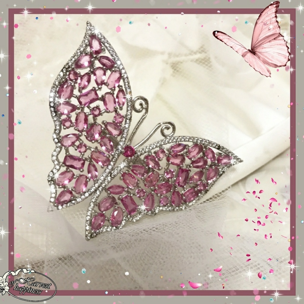 🦋💟'PINK TOPAZ' BUTTERFLY RING💟🦋SZ 7.5